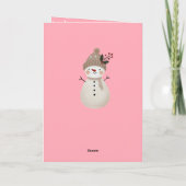 Cute Pink Snowman Kid`s Name Merry Christmas Kaart (Achterkant)