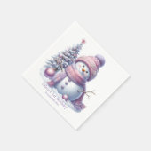 Cute Pink Snowman Winter Birthday Servet (Hoek)