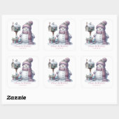 Cute Pink Snowman Winter Birthday Vierkante Sticker (Vel)