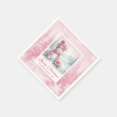Cute Pink Snowman Winter Scene Christmas Napkins  Servet (Hoek)