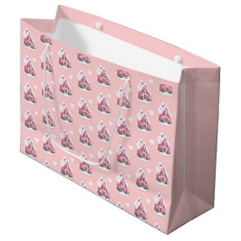 Cute Pink Snowy Gingerbrood House Groot Cadeauzakje