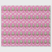 Cute Pink Snowy Kerstmis Pattern Girls Cadeaupapier (Vlak)