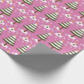 Cute Pink Snowy Kerstmis Pattern Girls Cadeaupapier (Hoek)