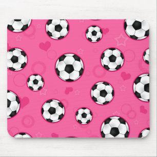 Cute Pink Soccer Star Print Muismat