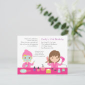 Cute Pink Spa Birthday Party Invitation Kaart (Staand voorkant)