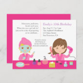 Cute Pink Spa Birthday Party Invitation Kaart (Voorkant / Achterkant)