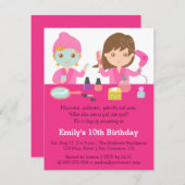 Cute Pink Spa Birthday Party Invitation Kaart (Voorkant / Achterkant)