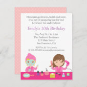 Cute Pink Spa Birthday Party Invitation Kaart (Voorkant / Achterkant)