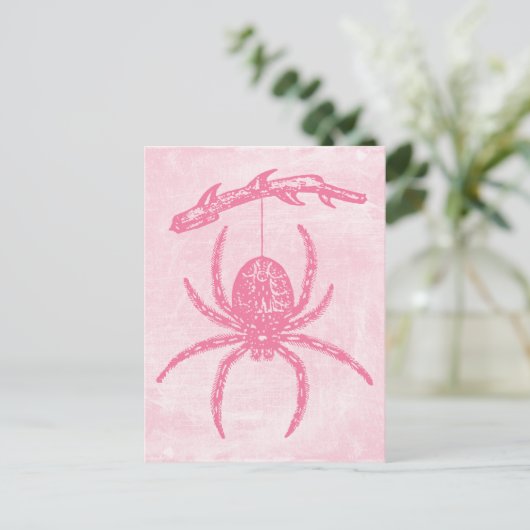 Cute Pink Spider Briefkaart (Staand voorkant)