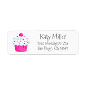 Cute Pink Sprinkle Cupcake Girls Adres Label (Voorkant)
