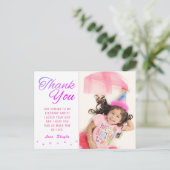 Cute Pink Star Birthday Foto: Briefkaart (Staand voorkant)