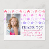 Cute Pink Star Girly Foto Birthday Hartelijk dank Briefkaart (Voorkant)