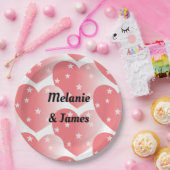 Cute Pink Star Hearts Patroon Papieren Bordje (Feest)