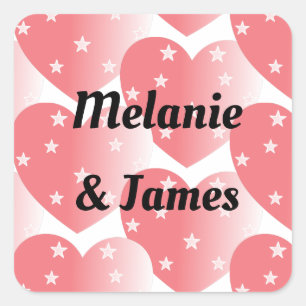 Cute Pink Star Hearts Patroon Vierkante Sticker