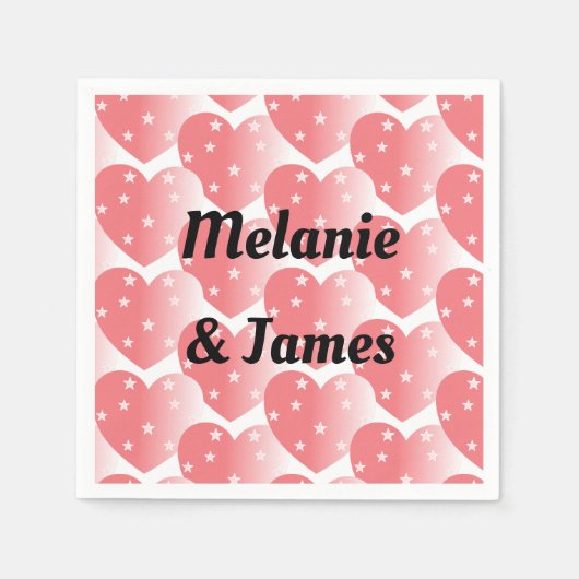 Cute Pink Star Hearts Pattern Square Sticker Servet (Voorkant)