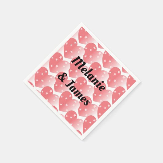 Cute Pink Star Hearts Pattern Square Sticker Servet (Hoek)