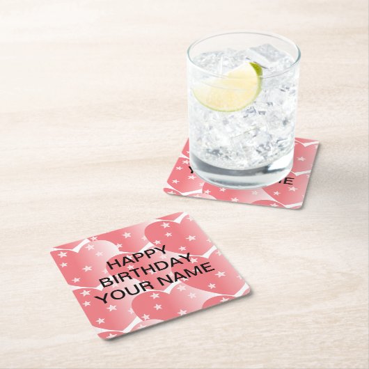 Cute Pink Star Pattern Kartonnen Onderzetters (Insitu)