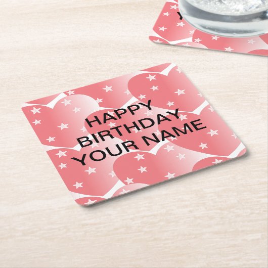 Cute Pink Star Pattern Kartonnen Onderzetters (Schuin)