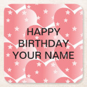 Cute Pink Star Pattern Kartonnen Onderzetters (Voorkant)