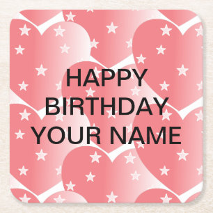 Cute Pink Star Pattern Kartonnen Onderzetters