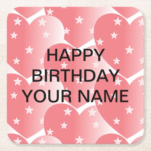 Cute Pink Star Pattern Kartonnen Onderzetters (Voorkant)