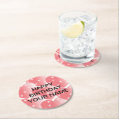 Cute Pink Star Pattern Ronde Kartonnen Onderzetter (Insitu)