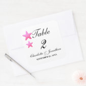 Cute Pink Starfish Beach Wedding Table Numbers Vierkante Sticker (Envelop)