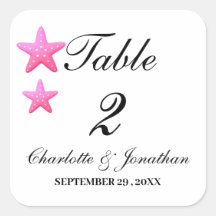 Cute Pink Starfish Beach Wedding Table Numbers