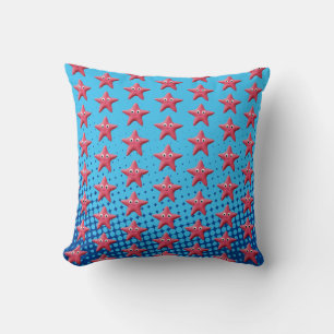 Cute Pink Starfish Blue Ocean Kussen