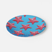 Cute Pink Starfish Blue Ocean Papieren Bordje (Gekanteld)