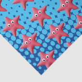 Cute Pink Starfish Blue Ocean Tissuepapier (Detail)