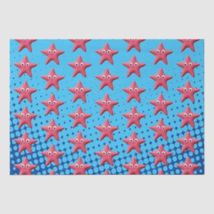 Cute Pink Starfish Blue Ocean Tissuepapier