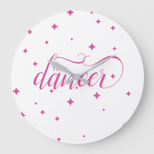 Cute Pink Starry Tiny Dancer Grote Klok (Voorkant)
