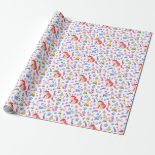 Cute Pink Stars Name Persoonlijke Unicorn Birthday Cadeaupapier