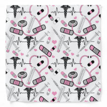 Cute Pink Stethoscope Nurse | Doctor EKG Pattern