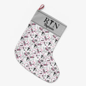 Cute Pink Stethoscope Nurse | Doctor EKG Pattern  Grote Kerstsok (Voorkant (Hangend))