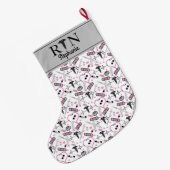 Cute Pink Stethoscope Nurse | Doctor EKG Pattern  Grote Kerstsok (Achterkant (Hangend))