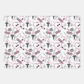 Cute Pink Stethoscope Nurse | Doctor EKG Pattern Inpakpapier Vel (Voorkant)