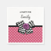 Cute Pink Stippen Paars Roos Chevron Bow en naam Servetten (Voorkant)