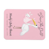 Cute Pink Stork Save the Date Flexible Magnet Magneet (Horizontaal)