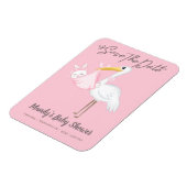 Cute Pink Stork Save the Date Flexible Magnet Magneet (Linkerzijde)