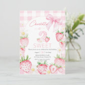 Cute Pink Strawberries Berry 2nd Second Birthday Kaart (Staand voorkant)