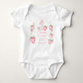Cute Pink Strawberries Berry First 1st Birthday Romper (Voorkant)