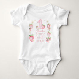Cute Pink Strawberries Berry First 1st Birthday Romper