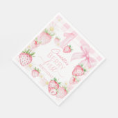Cute Pink Strawberries Berry First 1st Birthday Servet (Hoek)