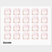 Cute Pink Strawberries Berry First 1st Birthday Vierkante Sticker (Vel)
