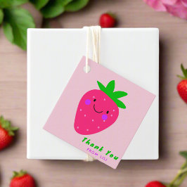 Cute Pink Strawberry Birthday Party Thank You Bedankjes Labels