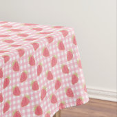 Cute Pink Strawberry Gingham Picnic Tafelkleed (Voorbeeld)