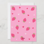 Cute Pink Strawberry Love Berry Hearts Valentines Feestdagenkaart (Achterkant)