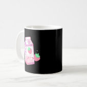 Cute Pink Strawberry Milk Japanese Kawaii Retro Koffiemok (Voorkant links)